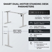 Meubles de bureau ergonomiques, table d'ordinateur à moteur électrique, table réglable en hauteur, bureau assis-debout