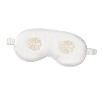 Masque de sommeil en satin de soie brodé floral avec sangle élastique, respirant et doux, pour la méditation, la prévention des cernes et l'obscurcissement