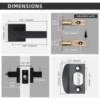 Ensemble de poignées de porte carrées noires mates avec serrure, robuste, pour intérieur et extérieur, chambre et salle de bain, quincaillerie de verrouillage pour la confidentialité