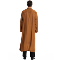 Vêtements pour hommes musulmans Saudi Jubba Thobe Islamique Ramadan Noir Abaya Broderie Devant Ouvert Robe en coton Robe Caftan pour hommes Dubai