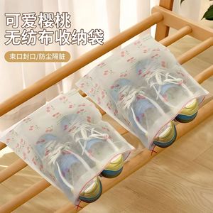 Bolsa de Almacenamiento de Zapatos de Tela No Tejida con Diseño de Flores de Cerezo, con Cordón, a Prueba de Polvo, Portátil, para Viajes - Product Image 1