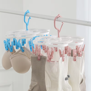 16-Clips Folding Clothes <b>dryer</b> <b>Hanger</b> Children Adults Clothes <b>Dryer</b> Windproof <b>Socks</b> Underwear Plastic Drying Rack Organizer - Product Image 5