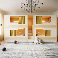 Tempat Tidur Double Deluxe Hotel Kayu Solid Premium - Panel Privasi Terintegrasi dengan Penyimpanan untuk Hostel Remaja Apartemen Modern