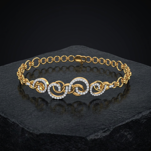 Luxury Yellow Gold Diamond Chain <b>Bracelet</b> Women's Everyday Wear Round Brilliant Cut Channel Setting Link Design - Product Image 3