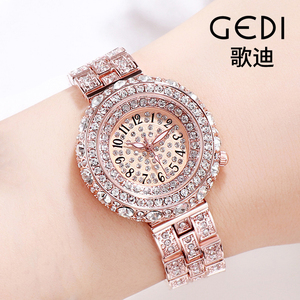 Montre pour femme tendance et élégante, or rose, sertie de diamants, montre pour femme - Product Image 2