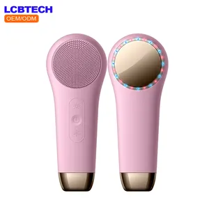 2022 New Private Label Electric Sonic Facial Cleansing Brush Waterproof Face Cleanser OEM/ODM Silicone LED Facial Brush