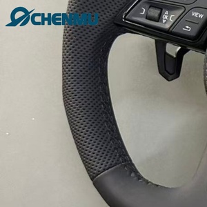 VENTE FLASH Volant sport en cuir à fond plat pour <span class=keywords><strong>Audi</strong></span> S6 S7 A4 A5 A6 A7 Q3 Q5 A3 S3 Amélioré <span class=keywords><strong>Noir</strong></span> Direct Usine Durable - Product Image 6