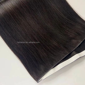Popular <span class=keywords><strong>Express</strong></span> Weft Genius 100% Extensión de cabello humano Remy virgen Cabello chino Natural Negro Invisible Cinta larga de trama Cinta larga - Product Image 1