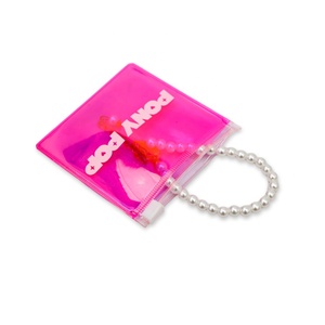Jewelry Findings Components Pouch Plastic Fashion Jewelry <b>Rings</b> Bag with Zipper Pink Holographic Color - Product Image 4
