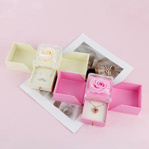 EVERWIN Ring Earring Pendant <b>Necklace</b> Jewelry <b>Gift</b> Packaging Case Square Floral Design Magnetic Closure Rose Jewelry <b>Box</b> - Product Image 3