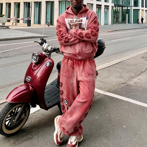 High Quality Oversized Stacked Sweatpants and <b>Hoodie</b> Set French Terry Sweatsuits Unisex Sets Baggy Blank Tracksuits for Men - Product Image 1