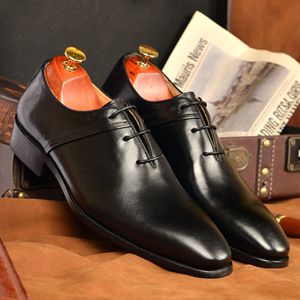 Zapatos Casuales de Negocios Hechos a Mano con Piel de Vacuno, Zapatos Formales Personalizados para Hombre, Zapatos de Fiesta y Boda al por Mayor, con Cordones y Aumento de Altura - Product Image 2