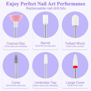 Pulidora Eléctrica Profesional para Uñas con Brocas, Eliminador de Piel Muerta, Lápiz de Lijado para Pulir y Rectificar Uñas - Product Image 2