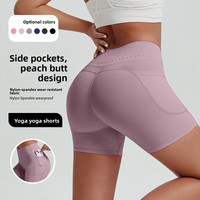Shorts cyclistes taille haute pour femme avec poches latérales, découpe laser, taille respirante, effet push-up, pour entraînement, gym, cyclisme, yoga