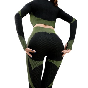 Conjunto Deportivo de Yoga sin Costuras a la Moda, Conjunto de Dos Piezas, Leggings y Top con Cremallera para Gimnasio, Leggings de Yoga para Mujer - Product Image 3