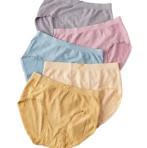 2023 Trendy renkli kare ızgara örgü nefes ortalama boyutu kadın iç çamaşırı külot seksi dantel hewears kızlar Underwears