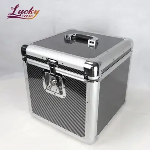 Custom LP 100 12'' Aluminum DVD/CD Storage Case Aluminum Media Vinyl Records Storage Case Hard Aluminum LP Box Black