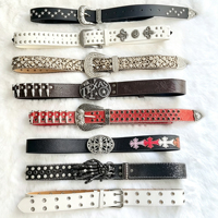 Ceinture personnalisable en cuir de vachette pour homme, avec logo gravé, style rock punk, boucle en alliage de zinc OEM/ODM, design hip-hop pour rappeur, vente en gros