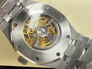 Reloj Mecánico de Buceo de Lujo, Super Calidad, Resistente al Agua, 41mm, Fábrica THB, Movimiento 3132, 15407, Audemars, Esqueleto Salmón - Product Image 5