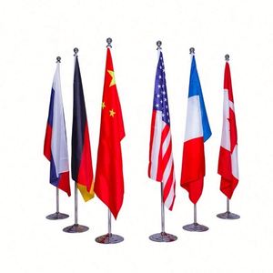 ราคาถูก คุณภาพสูง จัดส่งรวดเร็ว ธงป้ายโฆษณาในร่มขนาด 2 ม. 3 ม. ออกแบบโลโก้ตามสั่ง กันน้ำ พร้อมขาตั้งสำหรับตั้งพื้นสำนักงาน เสาสีทอง - Product Image 1