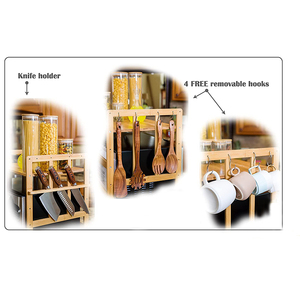 Support de rangement multifonctionnel en bambou amovible pour la cuisine domestique avec crochets, étagère pour <span class=keywords><strong>micro</strong></span>-ondes - Product Image 5