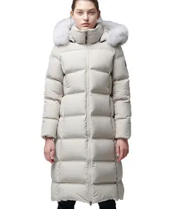 Winter Frauen lange gepolsterte Jacke Mode Mäntel Parka Damen Pelz Kapuze Gänse daunen jacke