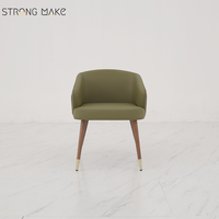 Chaise de salle à manger en bois massif, style nordique moderne et luxueux du milieu du siècle, avec revêtement en velours et simili cuir PU, pour restaurant
