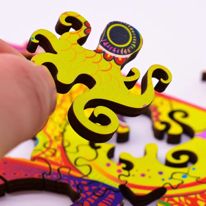 2025 động vật đầy màu sắc bằng gỗ 3D đồ chơi câu đố giáo dục tự làm phim hoạt hình trẻ em trò chơi câu đố với logo nhựa cho bé trai và bé gái - Product Image 4