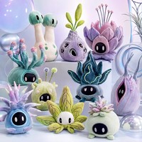 Nouvel ensemble de figurines en peluche Alien Succulent, peluches fantaisie originales pour la décoration créative de chambre et cadeau de collection science-fiction