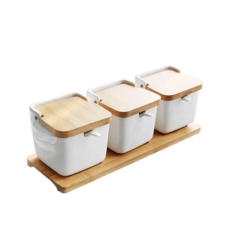 Durabela pote de cerâmica fresco, tigela de arroz, pote de tempero, escorregamento quadrado