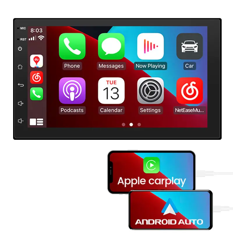 Araba Bluetooth radyo ters kamera GPS navigasyon Carplay video android 7 inç araba MP5 çalar ile taşınabilir evrensel