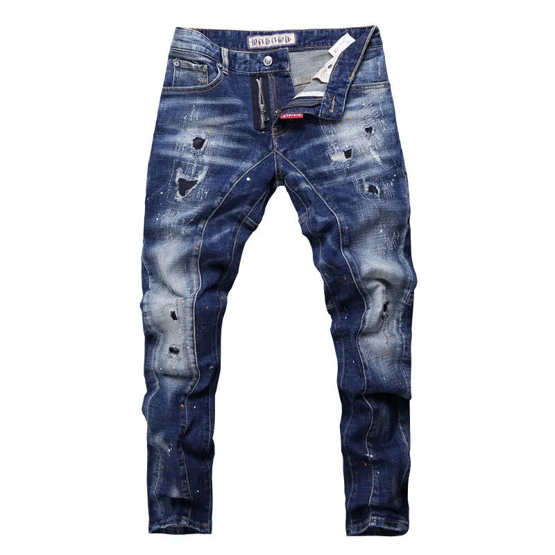 Hot sale Trendy Europe Straight New Arrival Broken Hole Casual Gray Custom Denim Jeans