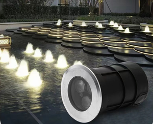 Ngoài trời <span class=keywords><strong>RGB</strong></span> <span class=keywords><strong>LED</strong></span> ánh sáng ngầm <span class=keywords><strong>IP67</strong></span> không thấm nước IP68 boong bước chôn ánh sáng 12V 24V uplight vườn recessed inground boong - Product Image 1