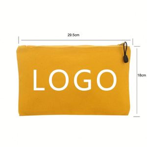 Sac de voyage en toile de coton pour maquillage, pochettes à fermeture éclair personnalisées avec logo imprimé, pour stylos, pièces de monnaie et pinceaux – Vente chaude en gros - Product Image 1