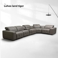 Ensemble de canapés électriques fonctionnels de style italien avec grand coin plat Canapé de cinéma maison en cuir véritable pour salon villa