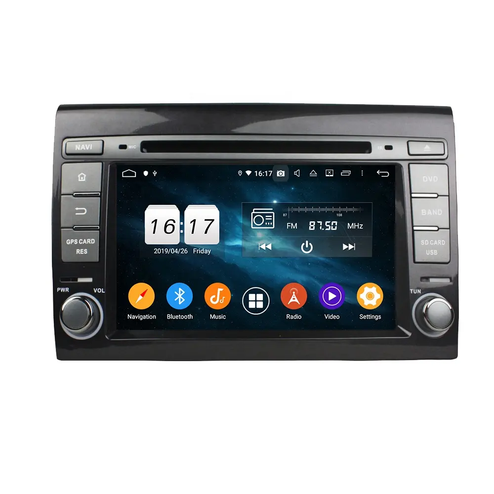 KD-7011 Klyde เครื่องเล่นวิดีโอระบบนำทาง GPS,แอนดรอยด์10 PX5 4 + 64GB 7นิ้ว DSP สำหรับ Fiat Bravo (198) 2007-2014