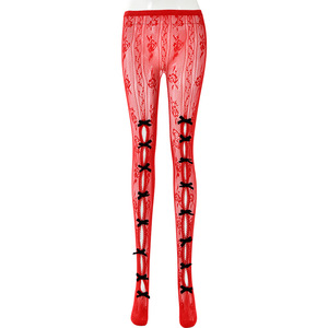 Leggings sexy unis coupe ajustée avec nœud, semi-transparents, micro-élastiques en polyester, style européen-américain, collection Printemps 2025 - Product Image 5