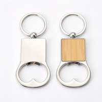 Porte-clés décapsuleur en bois de bambou naturel vierge pour sublimation, ouvre-bouteille publicitaire