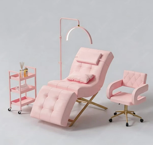 Muebles de Salón de Belleza Modernos y Lujosos en Oro Rosa, Cama de Spa Facial Ajustable y Reclinable para Cejas y Pestañas en Venta - Product Image 2