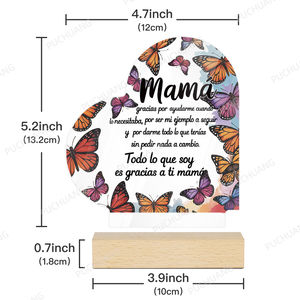 Citas inspiradoras en español, letrero acrílico, mesa acrílica de amor y familia con base de madera para Hermanas, decoración del hogar - Product Image 2