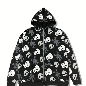Venta al por mayor de moda de peso pesado de gran tamaño Zip-Up Hoodies Hombres All-Over Screen Printed Custom Logo Streetwear Moda Sudadera con capucha Hombres - Product Image 1