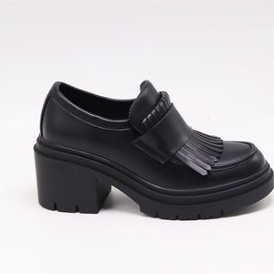 Noir taille haute semelle épaisse chaussures plate-forme haute grosses pompes chaussures talon épais femmes talons épais femmes pompes - Product Image 1