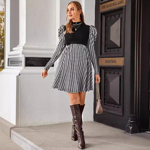 <span class=keywords><strong>Abito</strong></span> <span class=keywords><strong>in</strong></span> cotone lavorato a <span class=keywords><strong>maglia</strong></span> autunnale per donne incinte stile allungato con motivo a quadri arruffati abbigliamento <span class=keywords><strong>premaman</strong></span> antistatico - Product Image 5