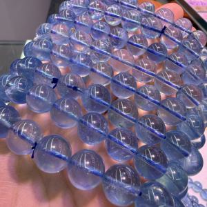 도매 천연 탑 아쿠아 마린 팔찌 보석 만들기 DIY 디자인을위한 부드러운 라운드 미네랄 보석 비즈 - Product Image 2