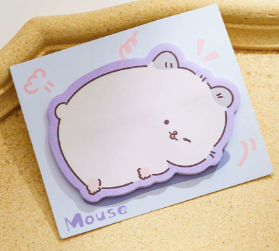 Notes autocollantes souris, couleurs assorties.