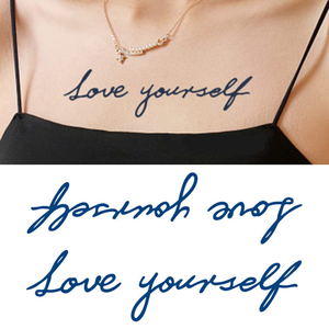 สติกเกอร์รอยสักปลอมกันน้ำดีไซน์สุดเท่ลายปีศาจสีน้ำเงินเข้มไม่หลับเครื่องมือแต่งหน้าศิลปะร่างกายภาษาอังกฤษ15วัน - Product Image 4