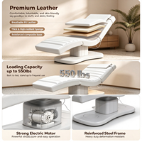 Lit de soin électrique de luxe ergonomique en cuir PU courbé, lit de traitement facial à 3 moteurs réglables, table de massage pour salon de beauté et spa