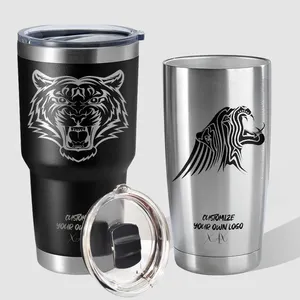 Yetirambler-vaso de grabado láser de acero inoxidable, taza térmica de café, tapa Magnética/Magslider, 20oz, 30oz
