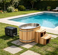 Baignoire de trempage à froid en cèdre rouge avec refroidisseur, en stock, entrepôt Californie USA, refroidissement rapide, bain de glace en bois pour spa à domicile