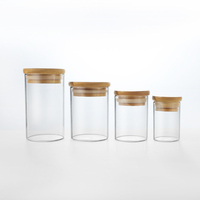 Récipients de stockage de riz en verre borosilicate sans plastique, résistants à la chaleur, faciles à nettoyer, réutilisables pour la cuisine, avec couvercle en bambou